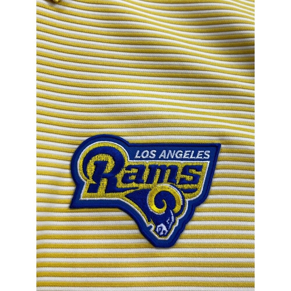 Los Angeles Rams Polo Mens XL Yellow Striped Shirt Cubavera Embroidered Stretch - Picture 4 of 7